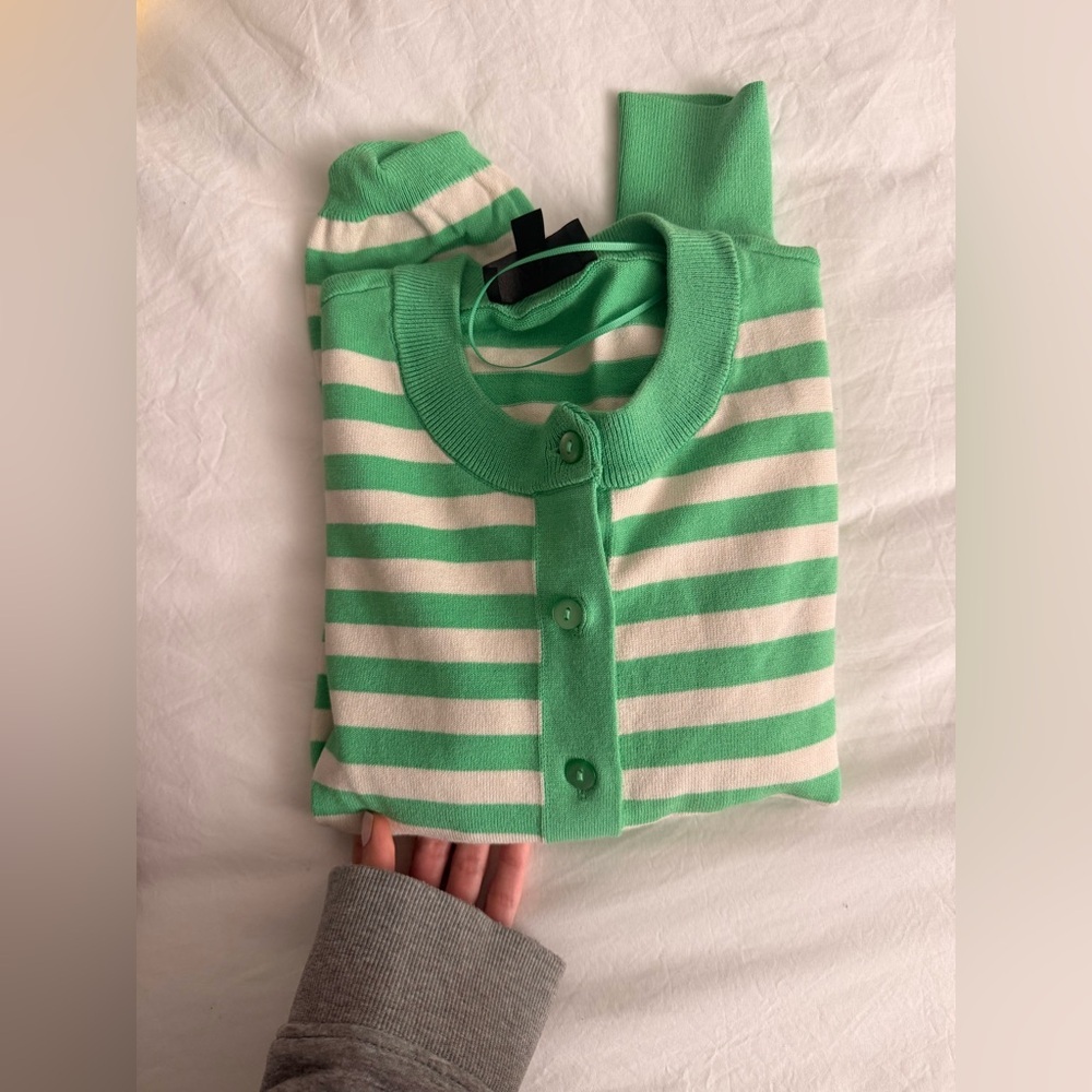 Zara Green and White Striped Cardigan - Picture 2 of 4